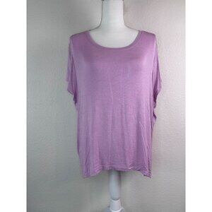 Athleta womens large purple ribbed oversized short sleeve athleisure top stretch